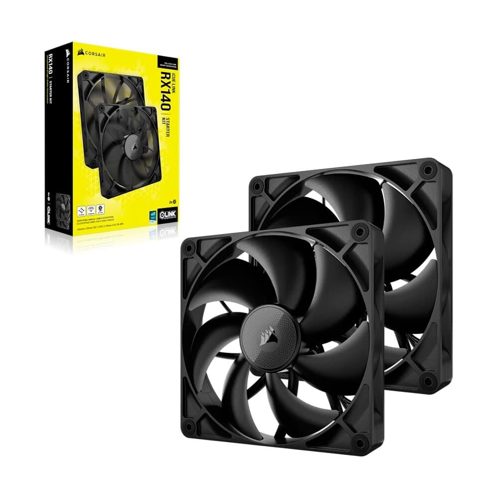 Kit com 2 Ventoinhas Corsair iCUE LINK RX140, 140mm, Preto - CO-9051012-WW - view 2