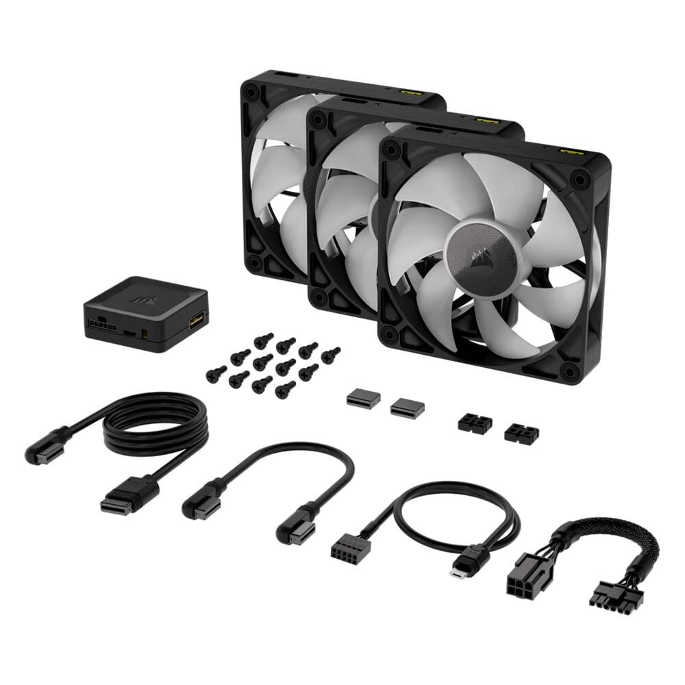 Kit com 3 Ventoinhas Corsair iCUE LINK RX120 RGB, 120mm, Preto - CO-9051018-WW - view 3