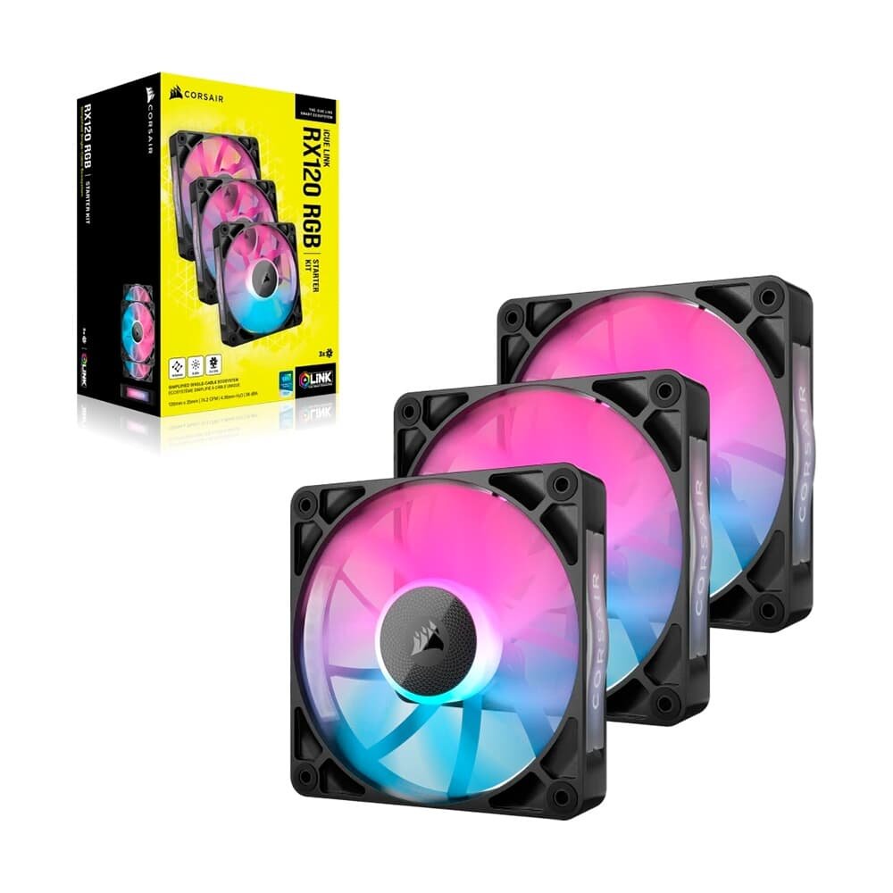 Kit com 3 Ventoinhas Corsair iCUE LINK RX120 RGB, 120mm, Preto - CO-9051018-WW - view 2