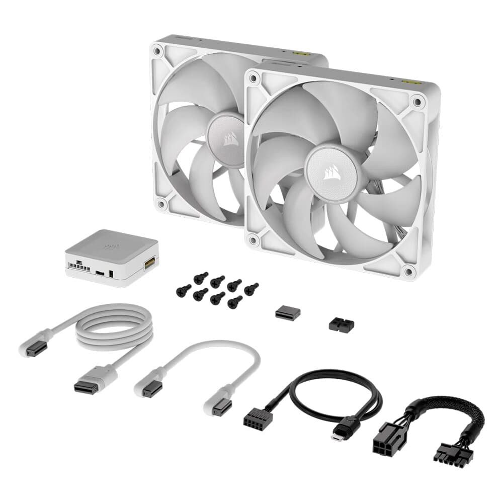 Kit com 2 Ventoinhas Corsair iCUE LINK RX140 RGB White, 140mm, Branco - CO-9051024-WW 7