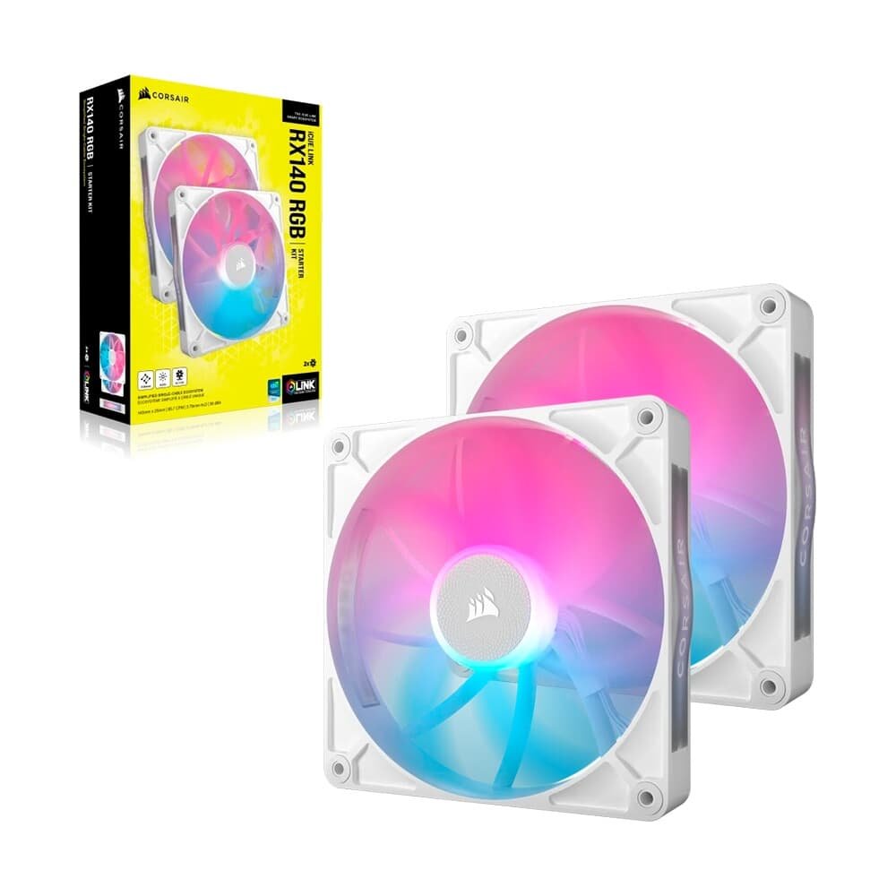 Kit com 2 Ventoinhas Corsair iCUE LINK RX140 RGB White, 140mm, Branco - CO-9051024-WW - view 2