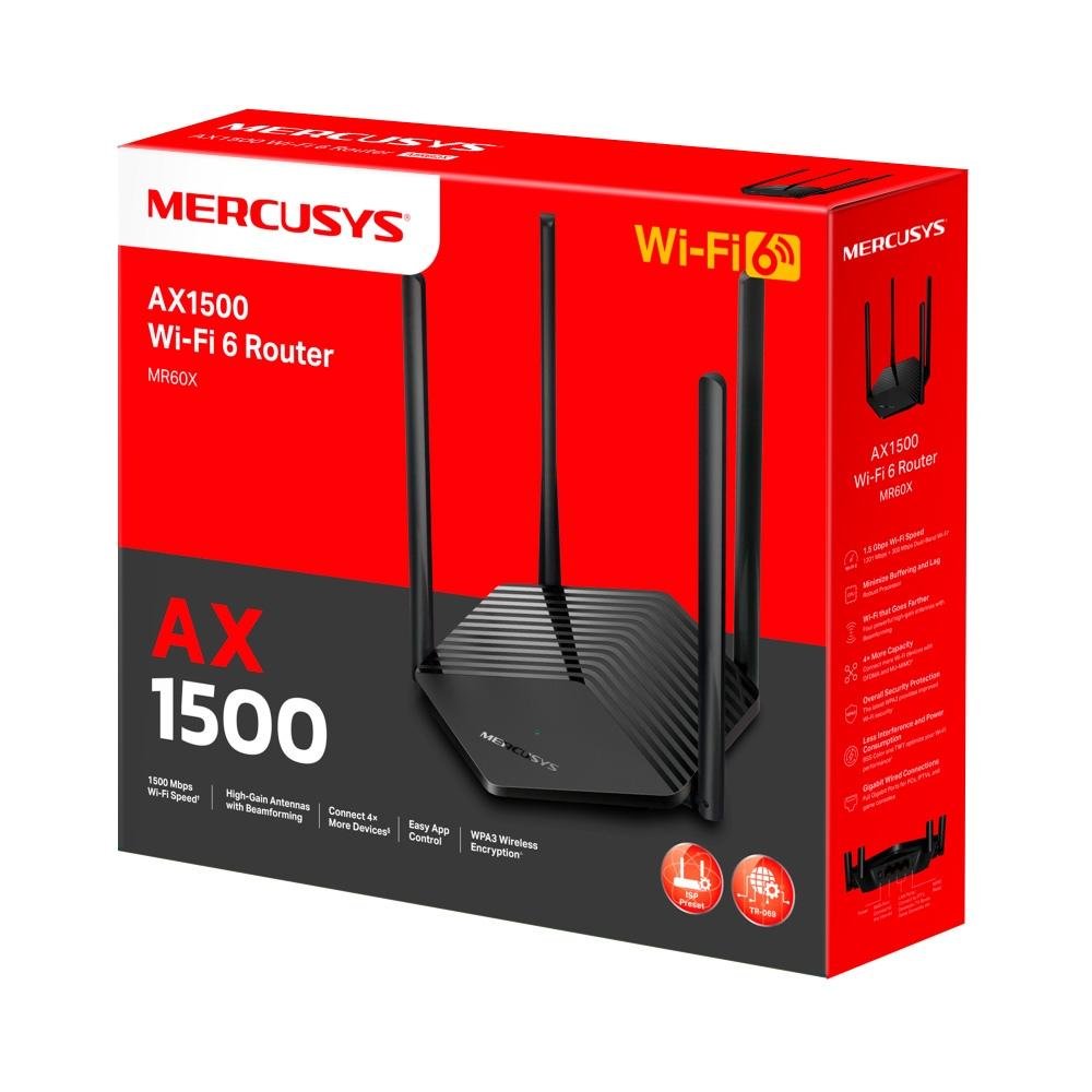 Roteador Wireless TP-Link Mercusys MR60X, Gigabit-Ethernet, AX 1500, Quad Band, 4 Antenas - MR60X(BR) - view 6