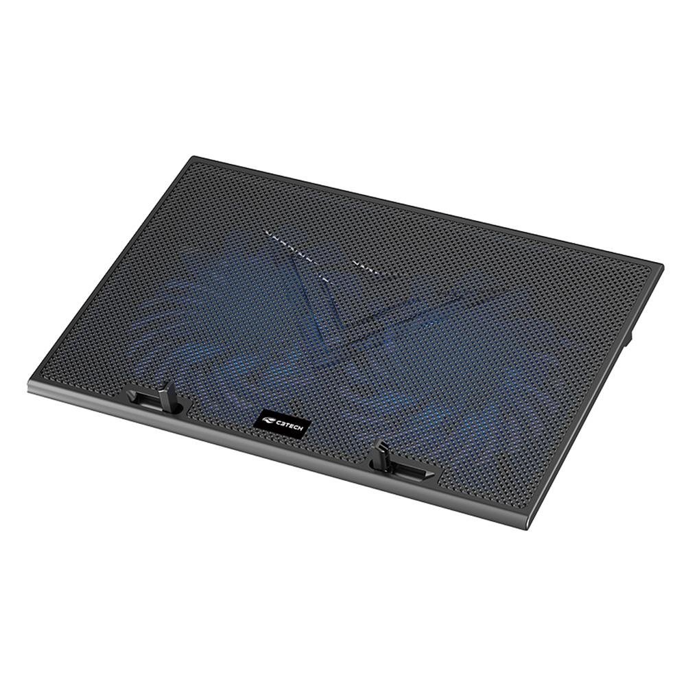 Suporte Para Notebook 17.3 C3Tech, 2 Coolers, LED Azul - NBC-80BK