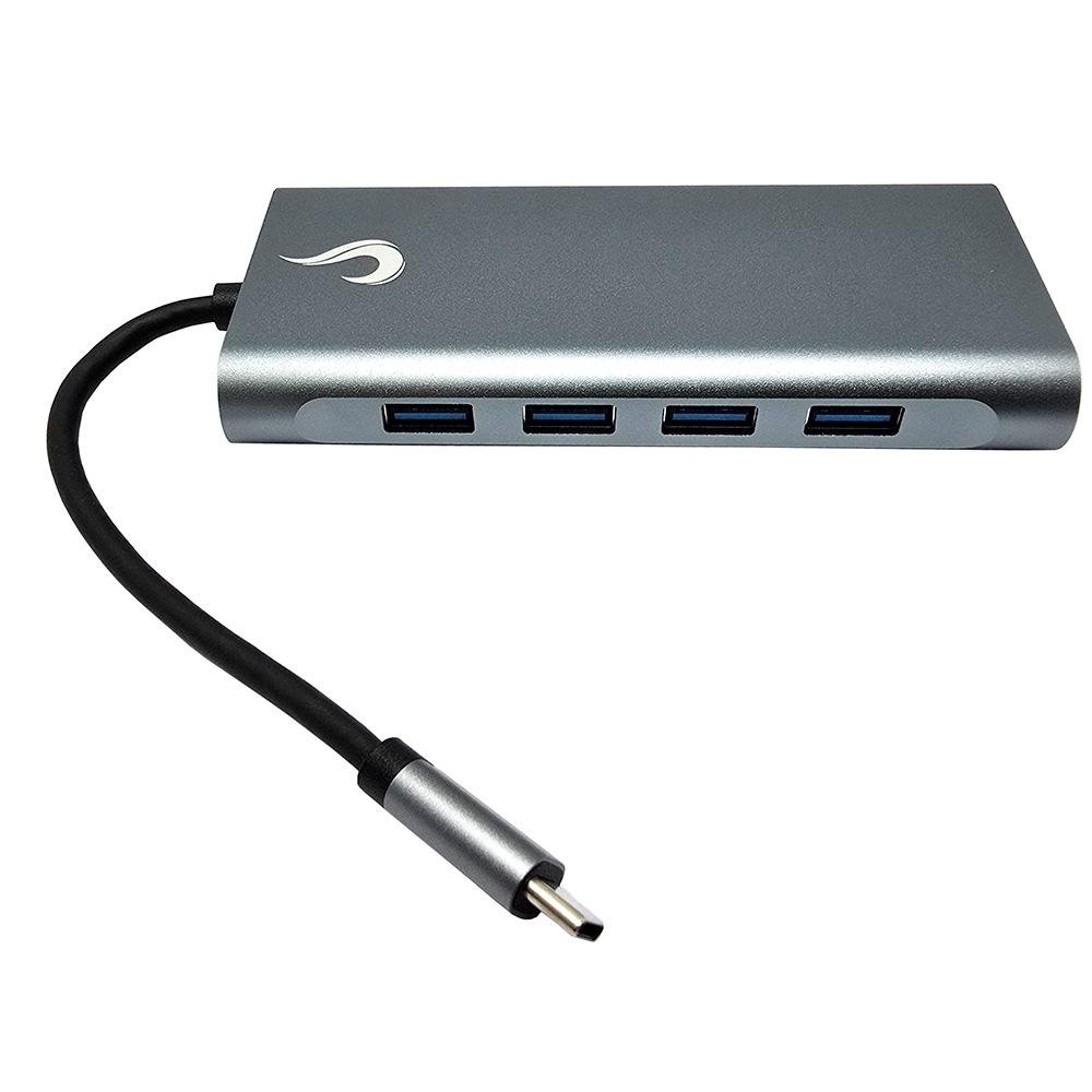 HUB ( Balão.info) 06 Pro USB-C 3.0, 11 em 1, para HDMI, VGA, Cartão SD, Ethernet, Áudio, 3x USB 2.0, 1x USB 3.0, Cinza - RM-HUB-06-PRO - foto 2