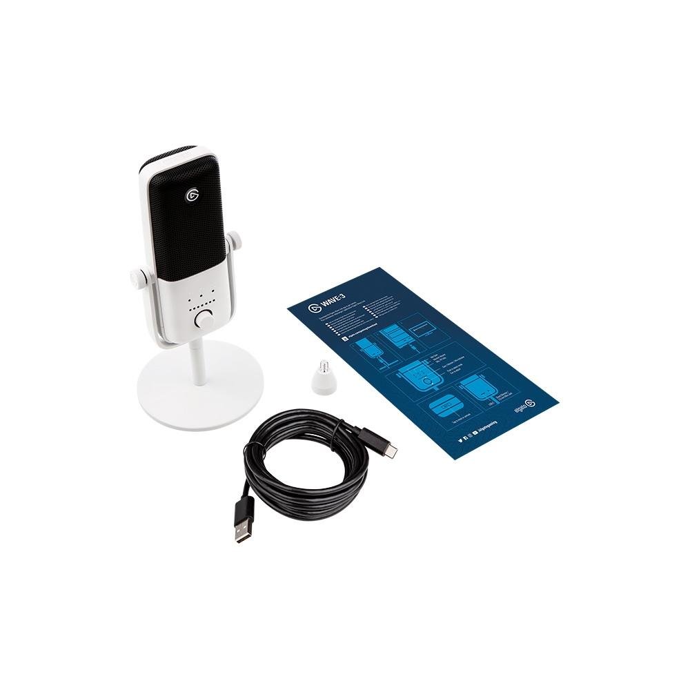 Microfone Condensador Elgato Wave 3 USB Premium, Tecnologia Anticlipping, USB-C, Base para Mesa, Branco - 10MAB9911 - view 3