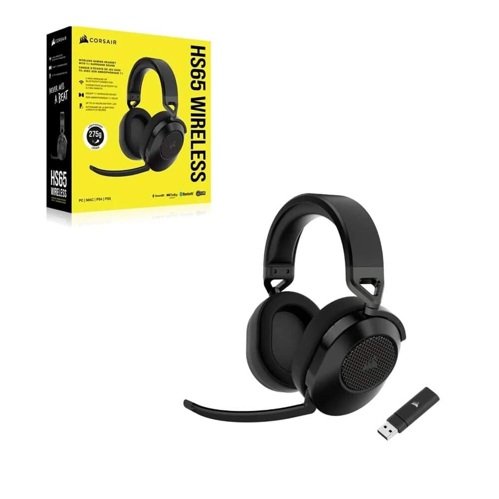 CORSAIR HS65 ワイヤレスヘッドホン ブラック Headset Gamer CORSAIR HS65 WIRELESS | KaBuM!