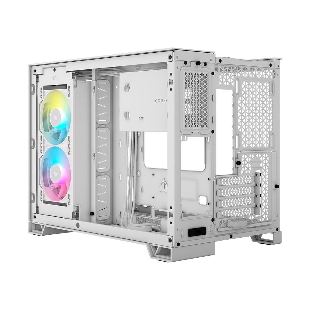 Imagem 8 de 14 do produto Gabinete Gamer Corsair 2500X LINK Mid-Tower, M-ATX, Vidro temperado, 2x FANs, Branco - CC-9011268-WW