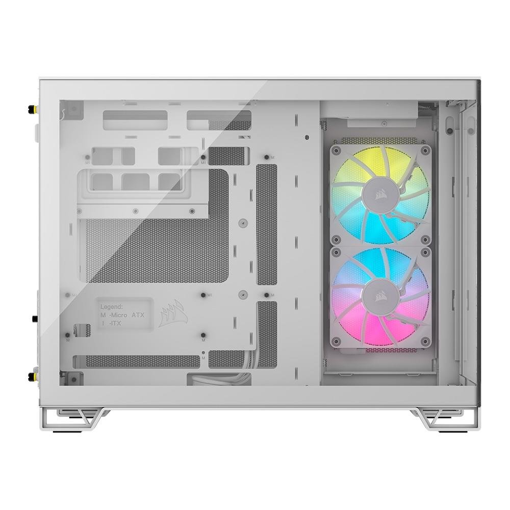 Imagem 9 de 14 do produto Gabinete Gamer Corsair 2500X LINK Mid-Tower, M-ATX, Vidro temperado, 2x FANs, Branco - CC-9011268-WW