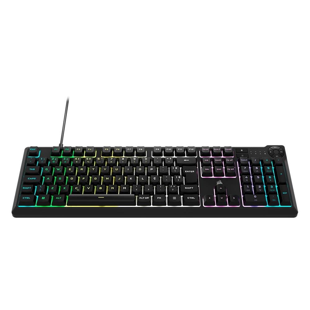 Imagem 2 de 9 do produto Teclado Gamer Corsair CORE K55 RGB, iCUE, RGB, USB 2.0, Preto - CH-9226C65-BR