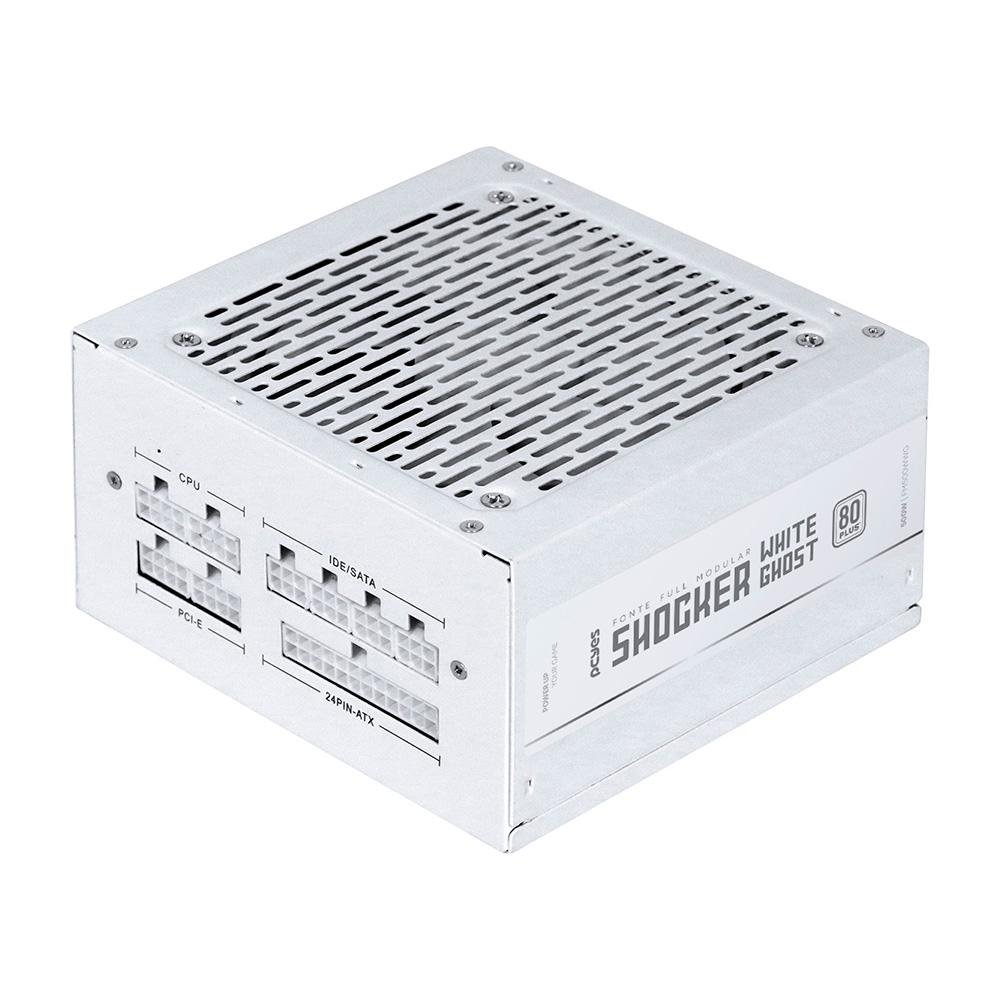 Imagem 2 de 7 do produto Fonte PCYes Shocker, 500W, 80 Plus White, Modular, PFC Ativo, Branco Ghost - FM500WWG