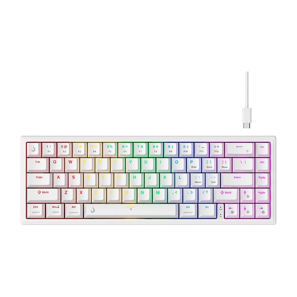 Teclado Mecânico Gamer Rise Mode GM1 Pro White, ARGB, Mini (65%), Switch Outemu Red, USB-C - RM-TCM-GM1P-WRED Teclado Mecânico Gamer Rise Mode GM1 Pro White, ARGB, Mini (65%), Switch Outemu Red, USB-C - RM-TCM-GM1P-WRED