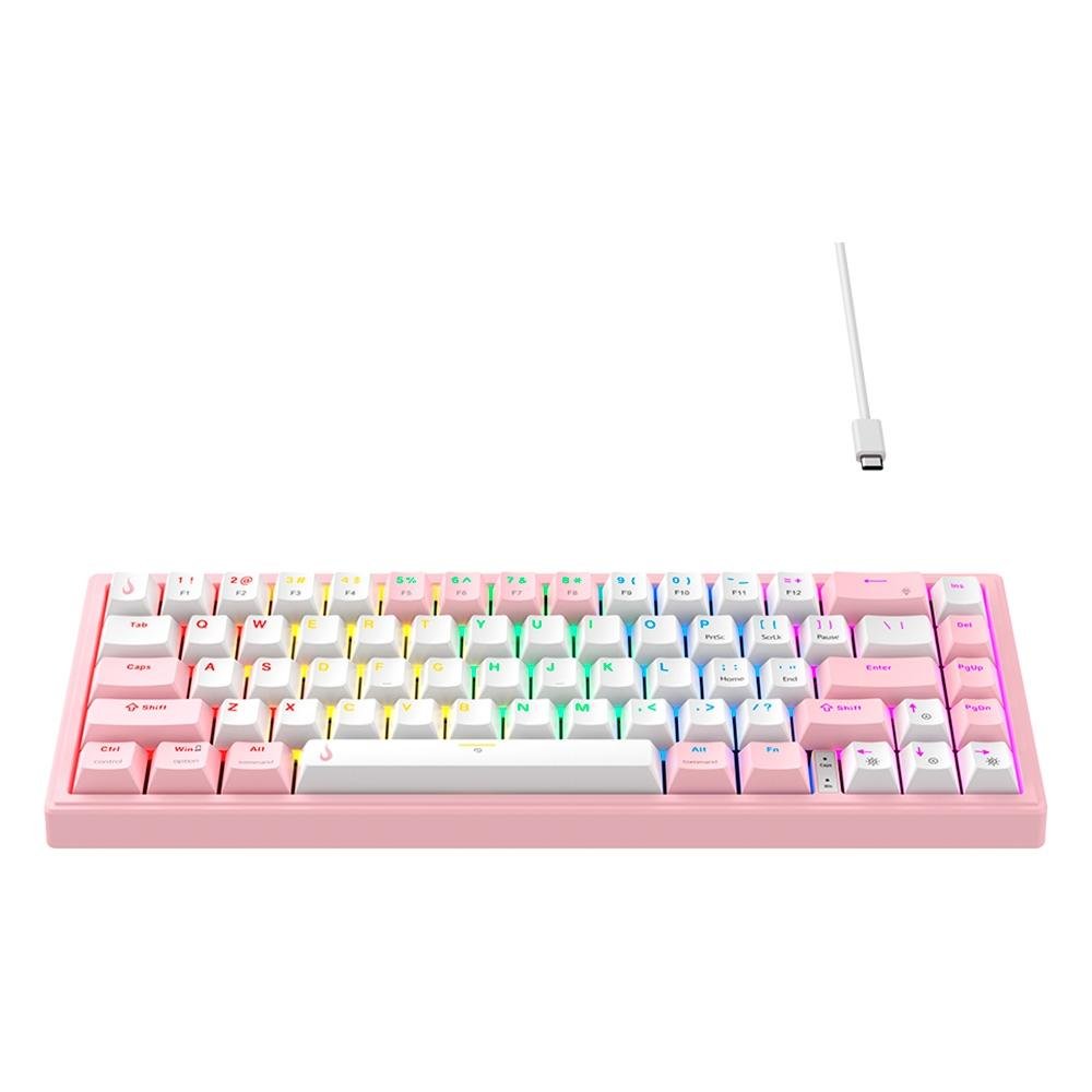 Imagem 2 de 5 do produto Teclado Mecânico Gamer Rise Mode GM1 Pro White and Pink, RGB, Mini (65%), Switch Outemu Brown, Branco e Rosa - RM-TCM-GM1P-WPBRO