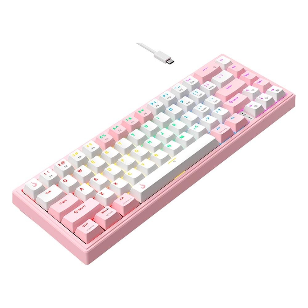 Imagem 3 de 5 do produto Teclado Mecânico Gamer Rise Mode GM1 Pro White and Pink, RGB, Mini (65%), Switch Outemu Brown, Branco e Rosa - RM-TCM-GM1P-WPBRO
