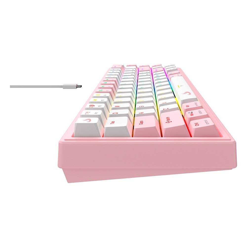 Imagem 5 de 5 do produto Teclado Mecânico Gamer Rise Mode GM1 Pro White and Pink, RGB, Mini (65%), Switch Outemu Brown, Branco e Rosa - RM-TCM-GM1P-WPBRO