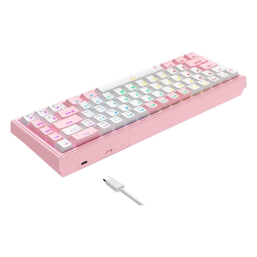 Imagem 4 de 5 do produto Teclado Mecânico Gamer Rise Mode GM1 Pro White and Pink, RGB, Mini (65%), Switch Outemu Brown, Branco e Rosa - RM-TCM-GM1P-WPBRO