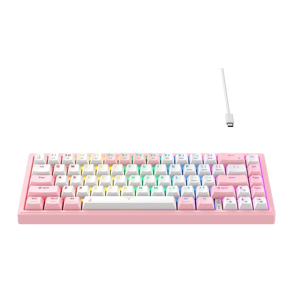 Teclado Mecânico Gamer ( Balão.info) GM1 Pro White and Pink, ARGB, Switch Outemu Blue, USB-C, Branco e Rosa - RM-TCM-GM1P-WPBLUE - foto 2