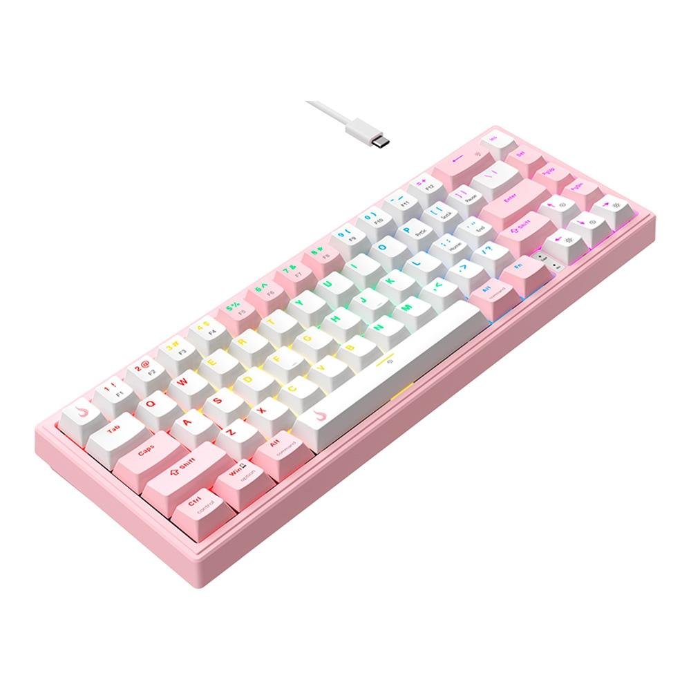 Teclado Mecânico Gamer Rise Mode GM1 Pro White and Pink, ARGB, Switch Outemu Blue, USB-C, Branco e Rosa - RM-TCM-GM1P-WPBLUE - view 3