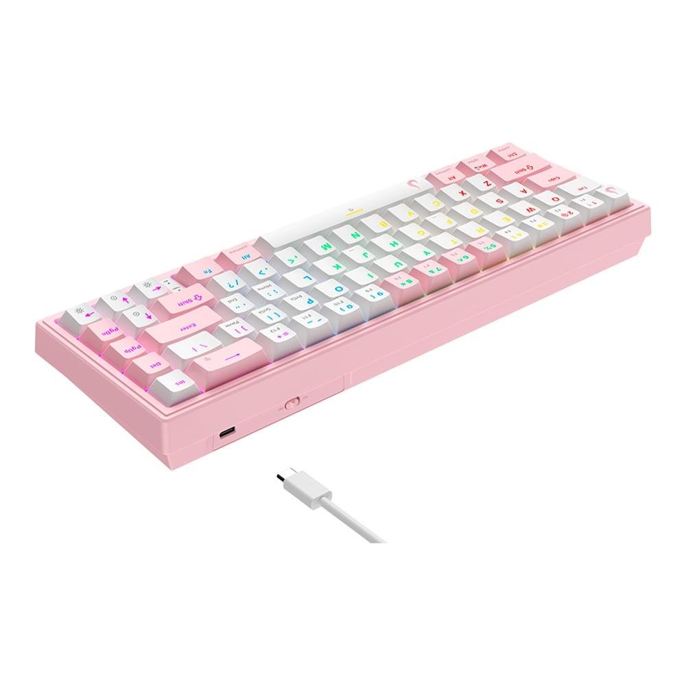 Teclado Mecânico Gamer ( Balão.info) GM1 Pro White and Pink, ARGB, Switch Outemu Blue, USB-C, Branco e Rosa - RM-TCM-GM1P-WPBLUE - foto 4