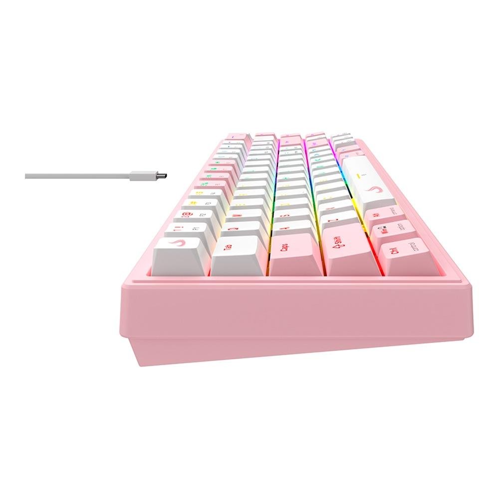 Teclado Mecânico Gamer ( Balão.info) GM1 Pro White and Pink, ARGB, Switch Outemu Blue, USB-C, Branco e Rosa - RM-TCM-GM1P-WPBLUE - foto 5