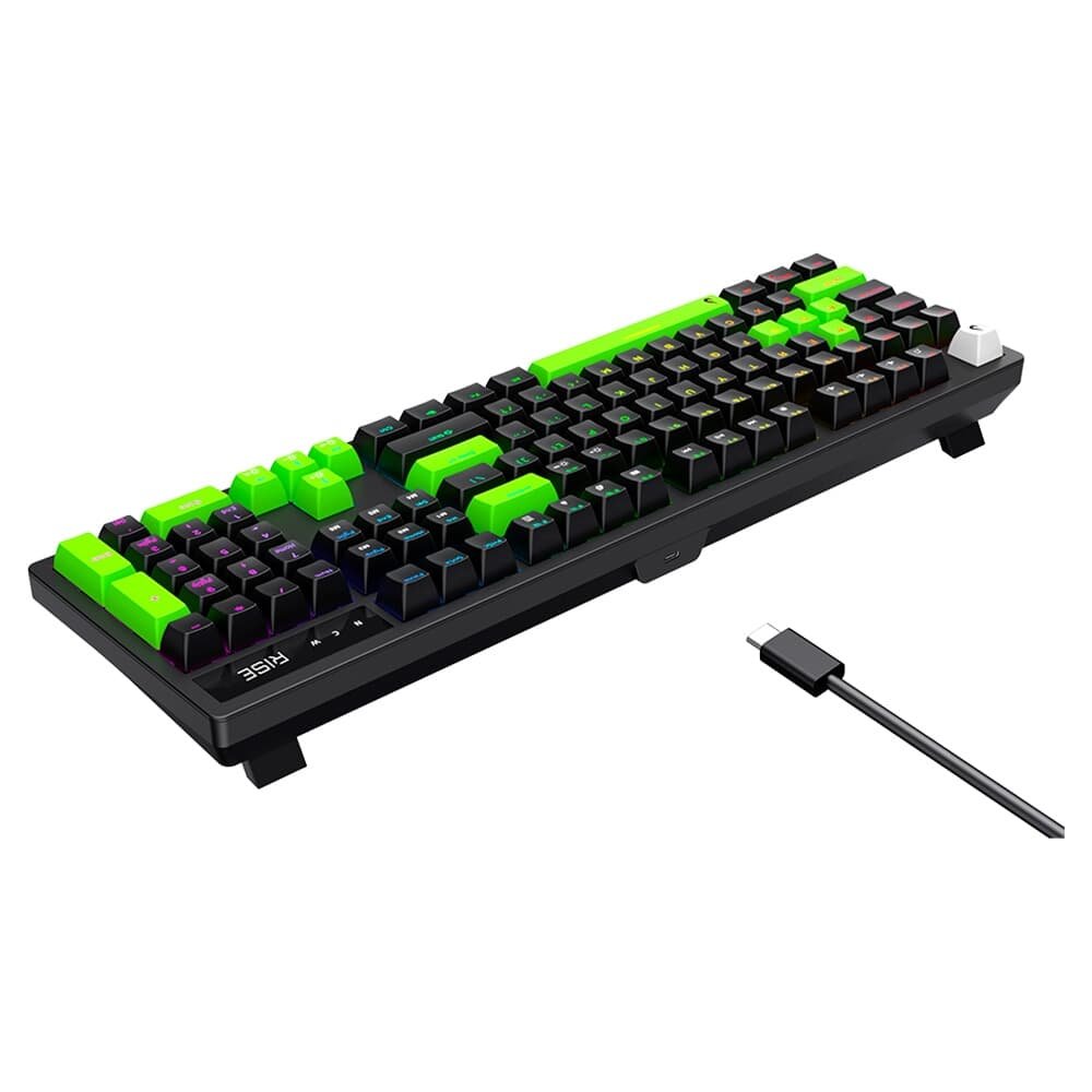 Teclado Mecânico Gamer 2 em 1 ( Balão.info) GM2 Full Black and Green, RGB, Switch Outemu Red, USB-C, Preto - RM-TCM-GM2F-BRED - foto 5