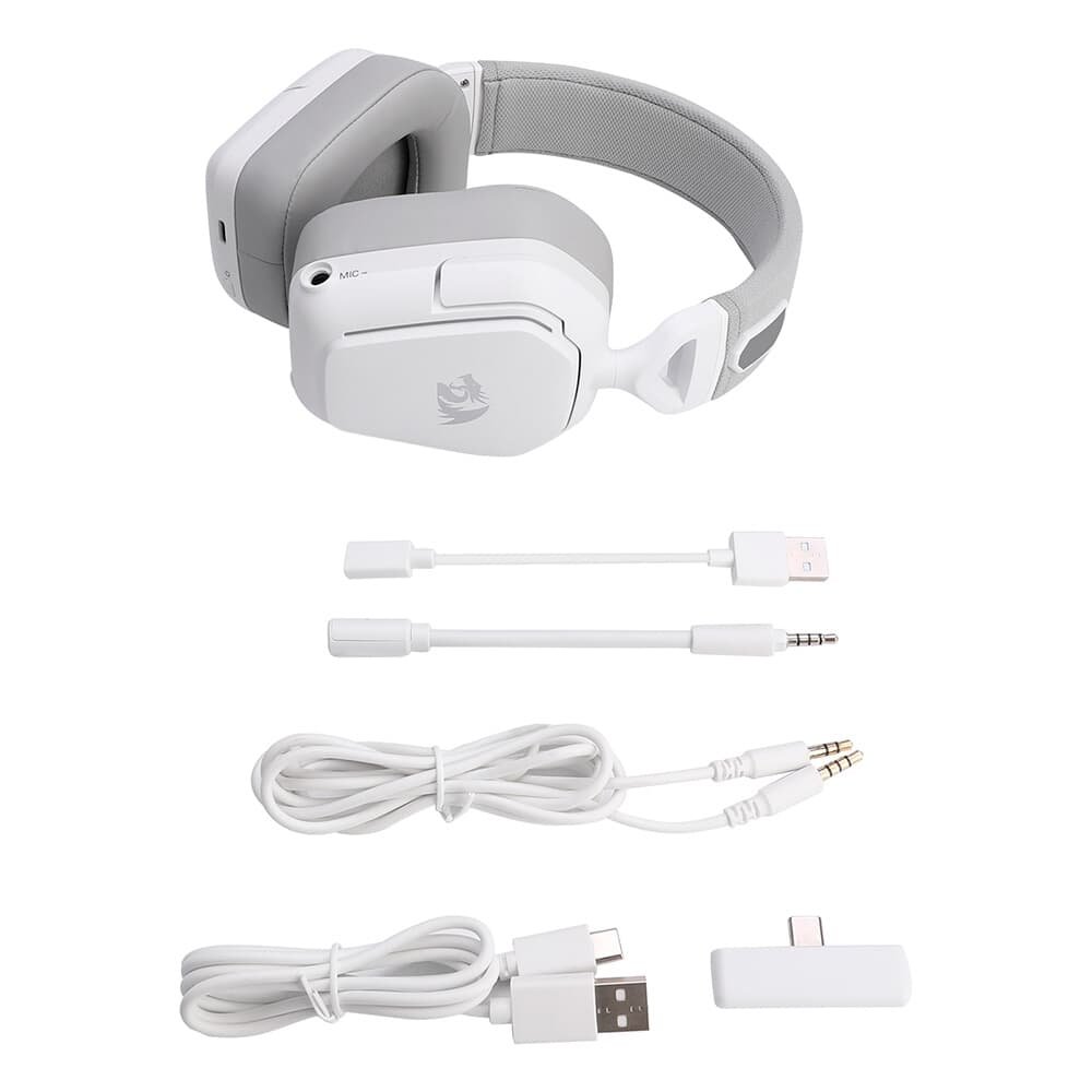Headset Gamer Sem Fio Redragon Mira 7.1, Bluetooth e 2.4GHz, Setup White, Branco - H868W - view 9