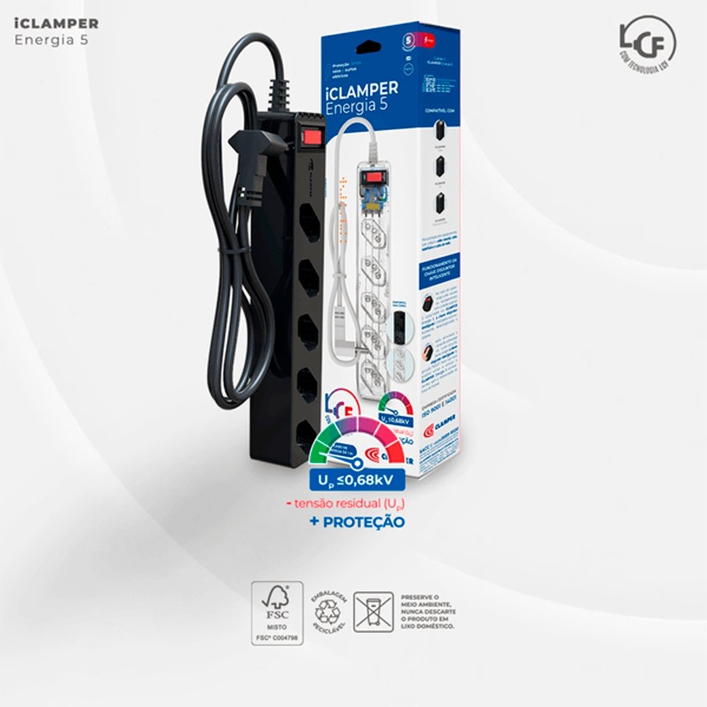Filtro de Linha DPS IClamper, 5 Conexões, Preto - ( Balão.info - foto 2
