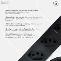 Filtro de Linha DPS IClamper, 5 Conexões, Preto - 23459