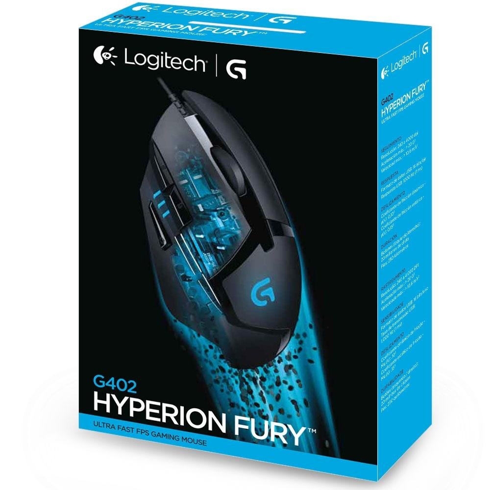 Mouse Gamer Logitech G402 Hyperion Fury FPS Ultra-rápido 4000DPI - 910-004069