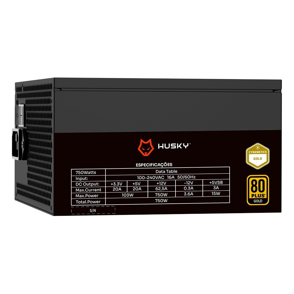 Fonte Husky Sledger 750W, 80 Plus Gold, Cybenetics Gold, PFC Ativo, Full Modular, Bivolt - HFN750PT - view 4