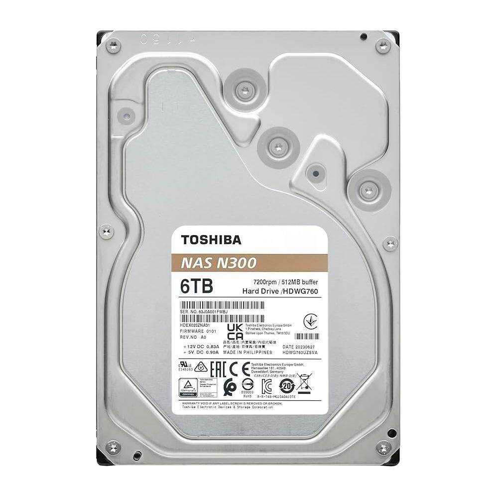 HD Toshiba N300, 6TB, 7200 RPM, NAS, 3.5', SATA - HDWG760XZSTA - view 2