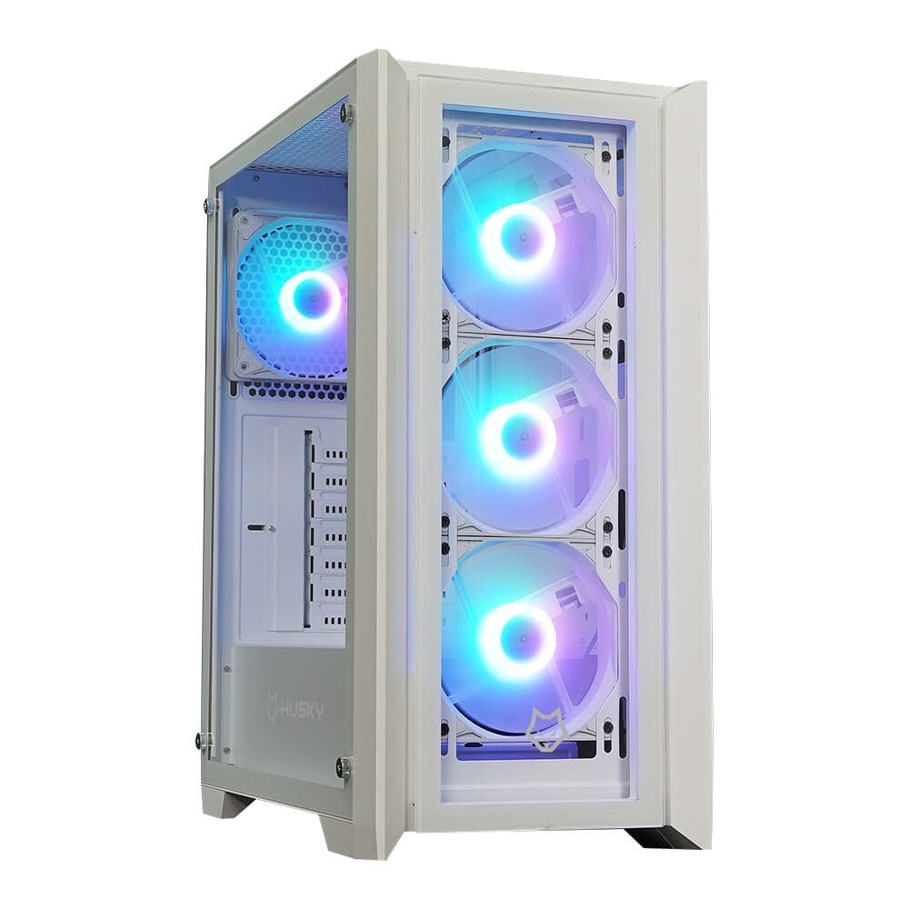 Imagem 2 de 8 do produto Gabinete Gamer Husky Dome 100, Mid Tower, ATX, Lateral e Frontal em Vidro, Sem FANs, Branco - HGN100BR