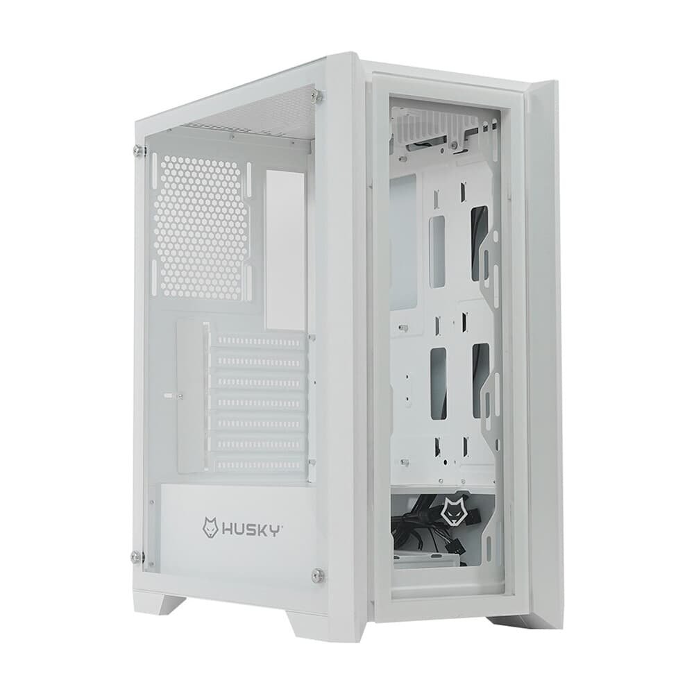 Imagem 6 de 8 do produto Gabinete Gamer Husky Dome 100, Mid Tower, ATX, Lateral e Frontal em Vidro, Sem FANs, Branco - HGN100BR