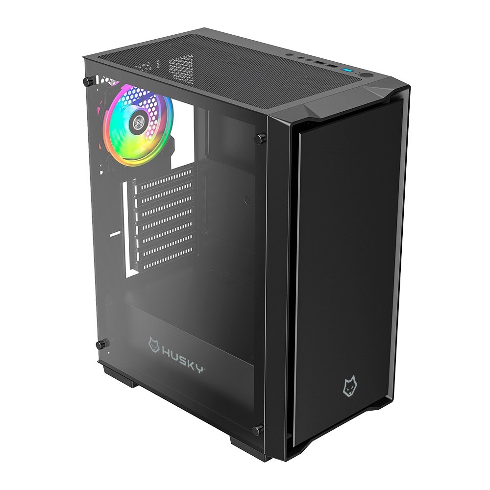 Imagem 2 de 10 do produto Gabinete Gamer Husky Dome 110, Mid Tower, ATX, Lateral em Vidro, Sem FANs, Preto - HGN110PT