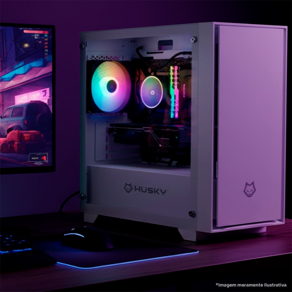 Gabinete Gamer Husky Dome 110, Mid Tower, ATX, Lateral em Vidro, Sem FANs, Branco - HGN110BR - view 4