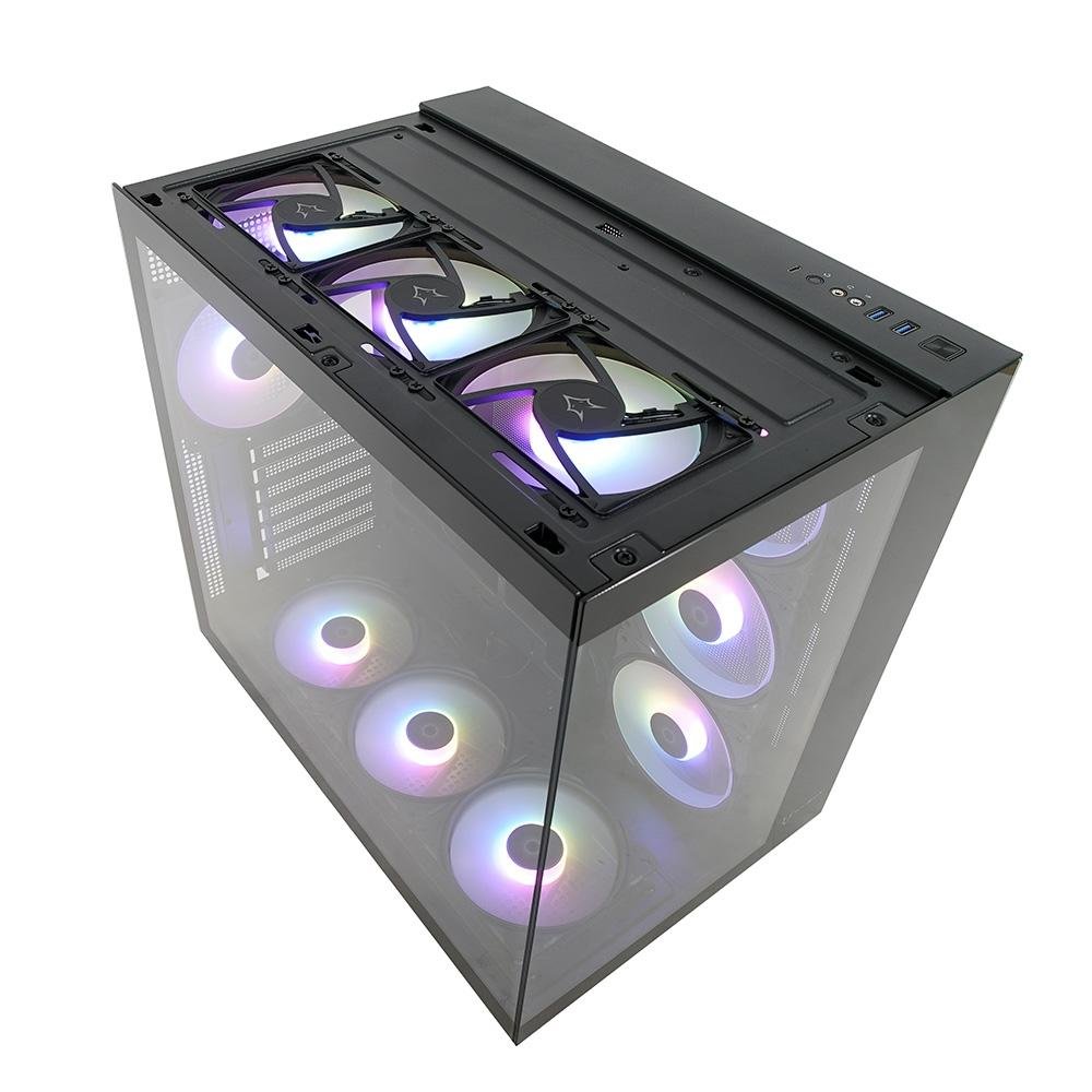 Gabinete Gamer Husky Dome 900, Mid Tower, Iluminação ARGB, ATX, Lateral e Frontal em Vidro, 10x Cooler Fan ARGB, Preto - HGN900PT - view 7