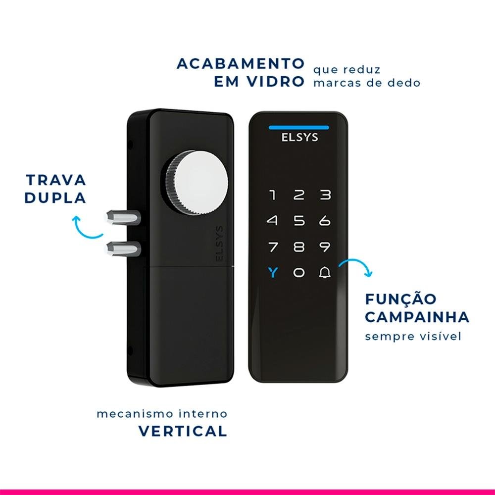Fechadura Digital de Sobrepor ELSYS, Com Senha, Preto - ESF-DS1100V - view 4