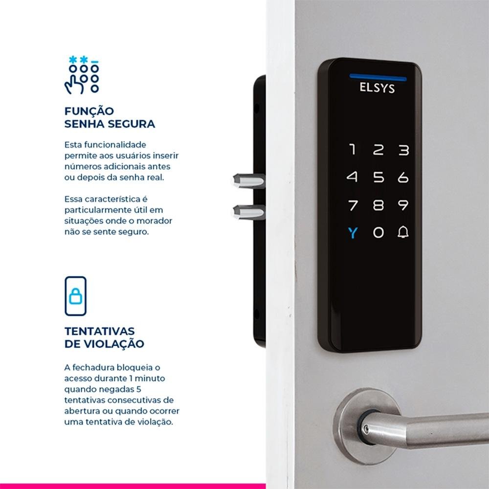 Fechadura Digital de Sobrepor ELSYS, Com Senha, Preto - ESF-DS1100V - view 5