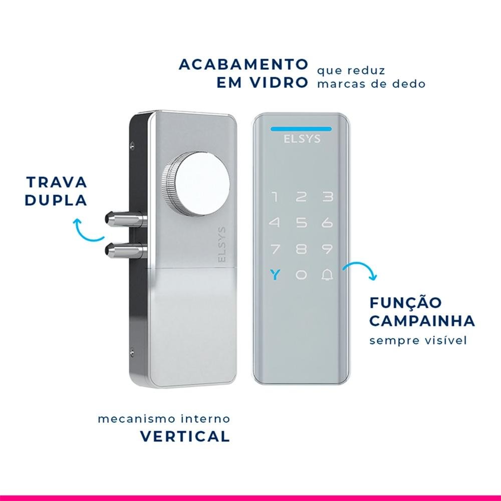 Fechadura Digital de Sobrepor ELSYS, Com Senha, Prata - ESF-DS1100V Fechadura Digital de Sobrepor ELSYS, Com Senha, Prata - ESF-DS1100V