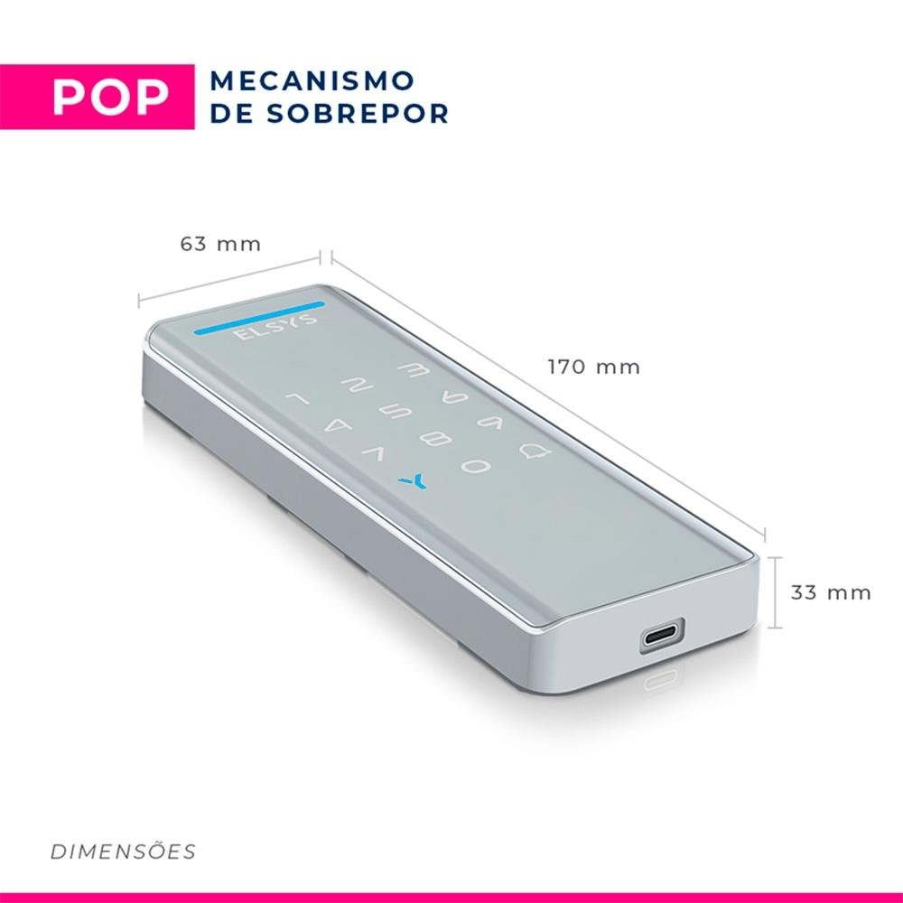 Fechadura Digital de Sobrepor ELSYS, Com Senha, Prata - ESF-DS1100V Fechadura Digital de Sobrepor ELSYS, Com Senha, Prata - ESF-DS1100V