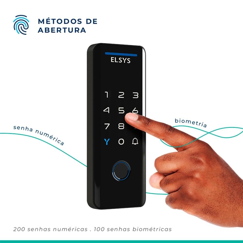 Fechadura Digital de Sobrepor ELSYS, Bluetooth, Com Biometria, Preto - ESF-DS4100V - view 3