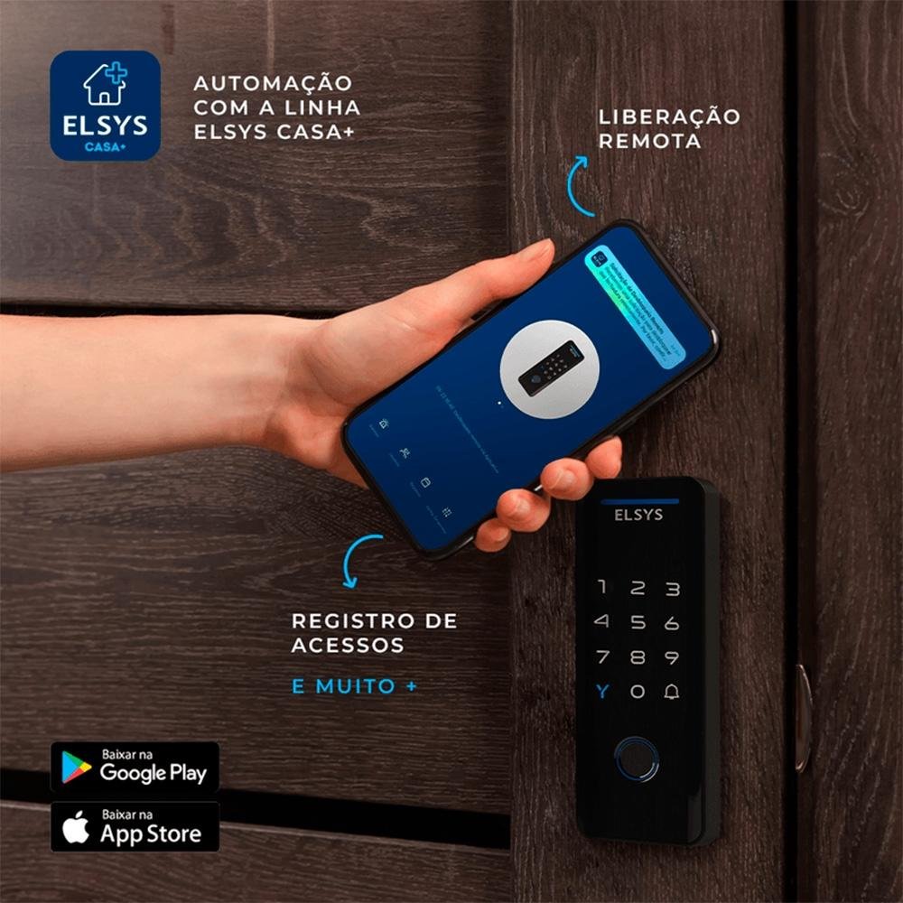 Fechadura Digital de Sobrepor ELSYS, Bluetooth, Com Biometria, Preto - ESF-DS4100V - view 5