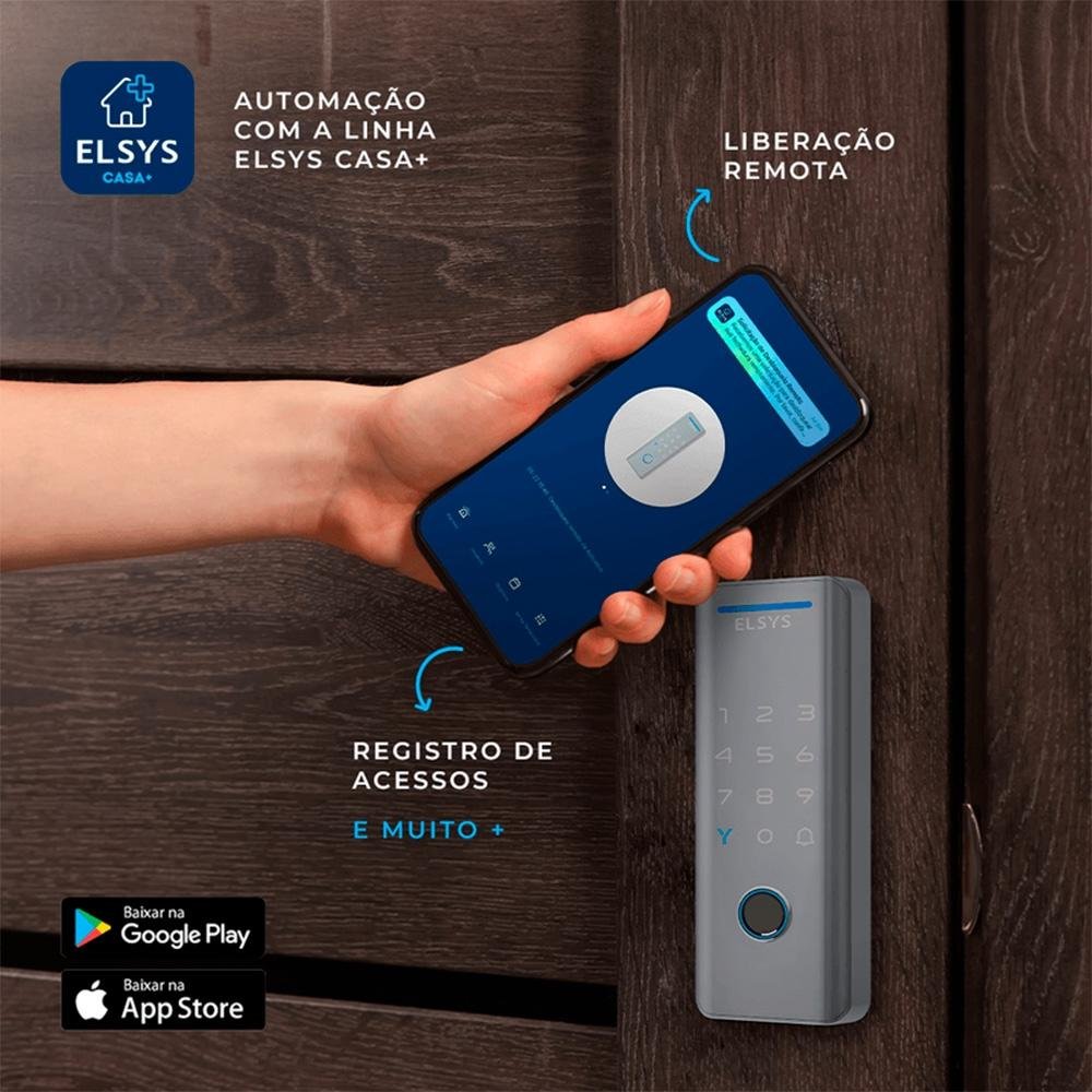 Fechadura Digital de Sobrepor ELSYS, Bluetooth, Com Biometria, Prata - ESF-DS4100V - view 5