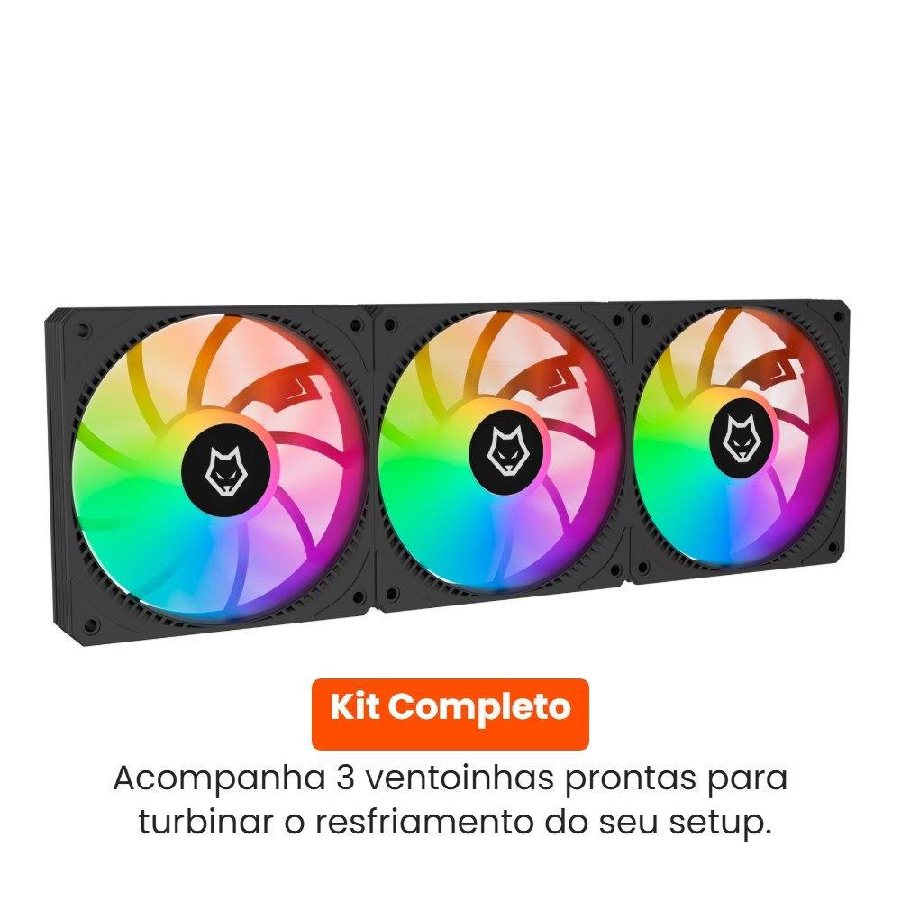 Kit com 3 Ventoinhas ( Balão.info) Breeze, 120mm, Iluminação ARGB, Preto - ( Balão.info - view 2
