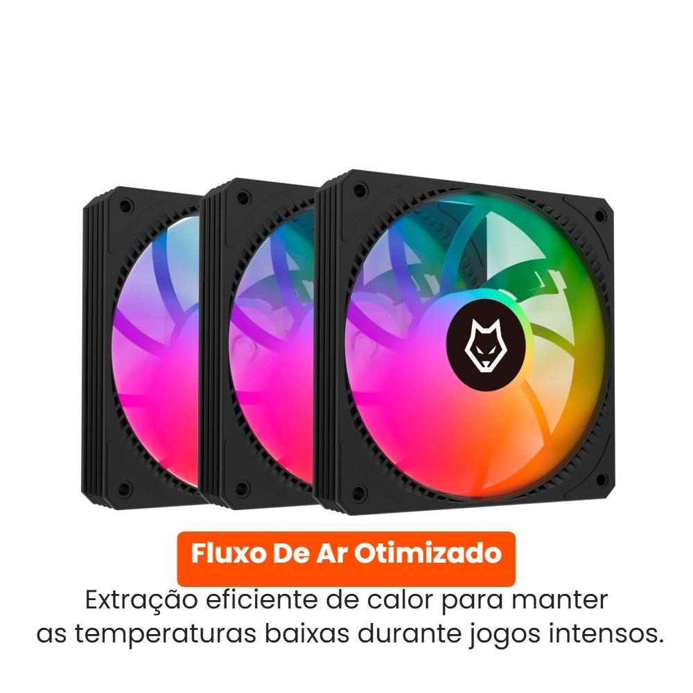 Kit com 3 Ventoinhas ( Balão.info) Breeze, 120mm, Iluminação ARGB, Preto - ( Balão.info - view 3
