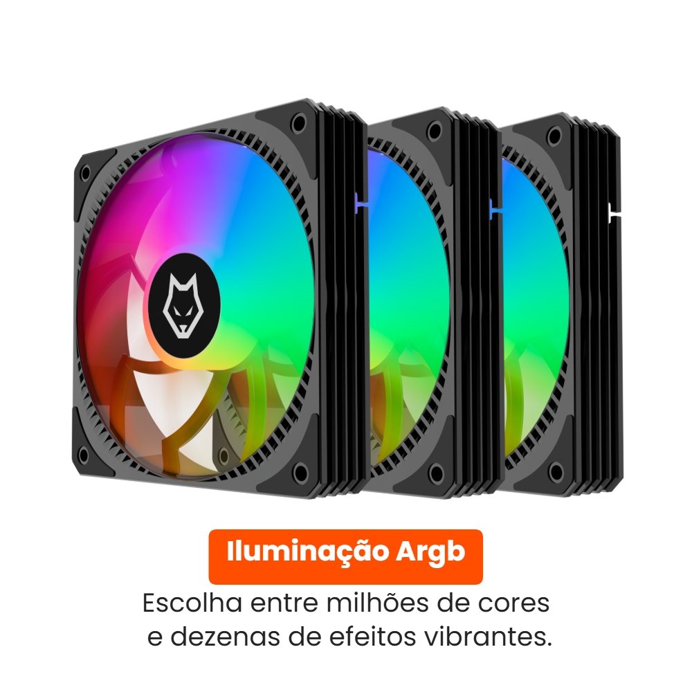 Kit com 3 Ventoinhas ( Balão.info) Breeze, 120mm, Iluminação ARGB, Preto - ( Balão.info - view 4