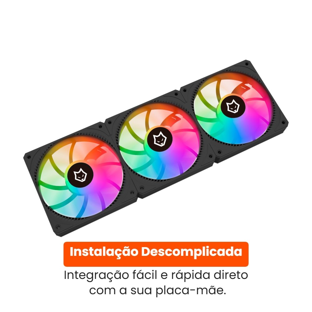 Kit com 3 Ventoinhas ( Balão.info) Breeze, 120mm, Iluminação ARGB, Preto - ( Balão.info - view 5