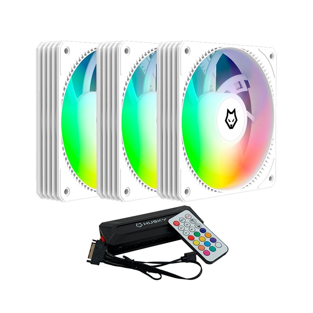 Kit com 3 Ventoinhas Husky Arctic Breeze, 120mm, ARGB, Branco - HKCF300BR 5