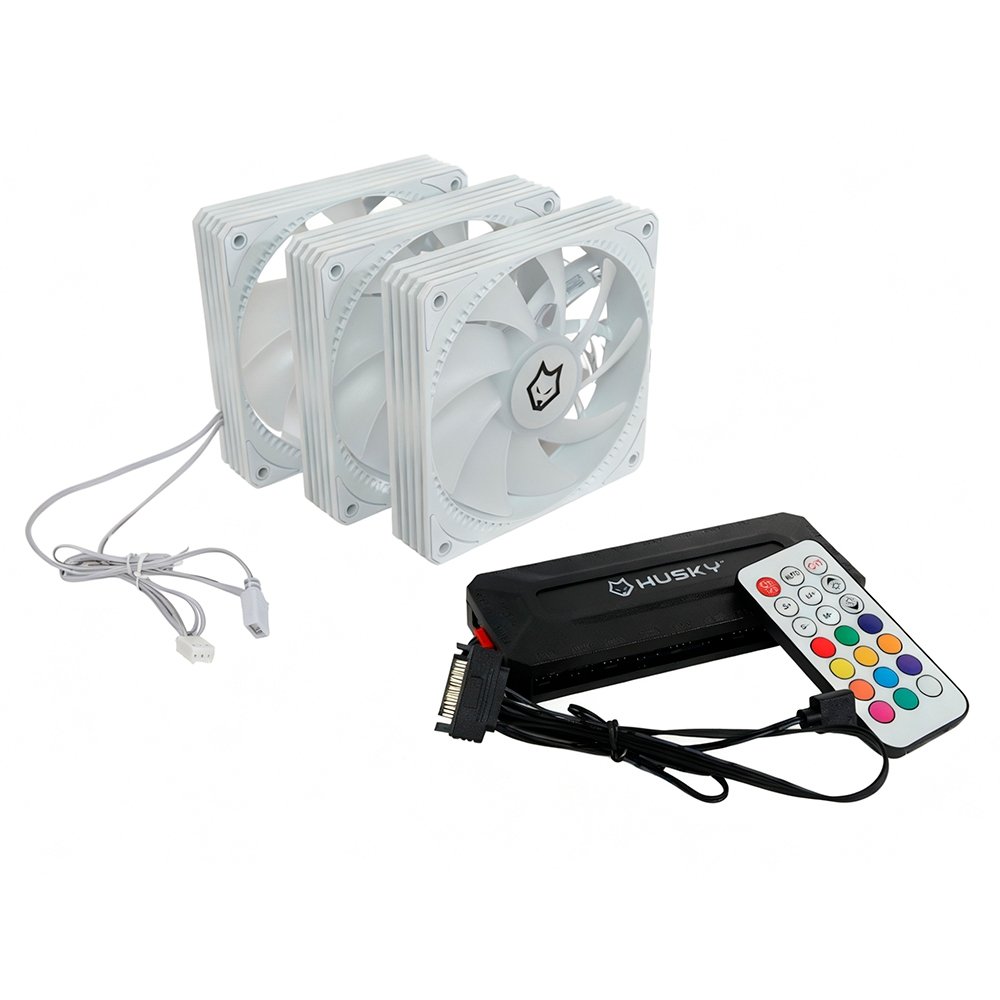 Imagem 6 de 7 do produto Kit com 3 Ventoinhas Husky Arctic Breeze, 120mm, ARGB, Branco - HKCF300BR
