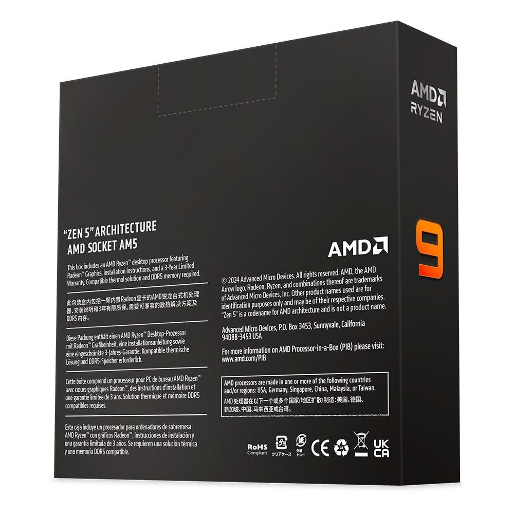 Processador AMD Ryzen 9 9900X, 4.4 GHz (5.6 GHz), Cache 64 MB, 12 Núcleos, 24 Threads, AM5 - 100-100000662WOF - view 4