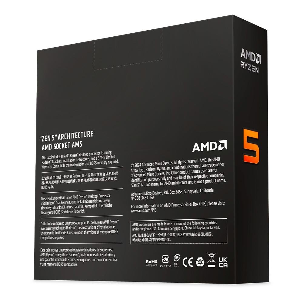 Processador AMD Ryzen 5 9600X, 3.9 GHz (5.4 GHz), Cache 32 MB, 6 Núcleos, 12 Threads, AM5 - 100-100001405WOF 8